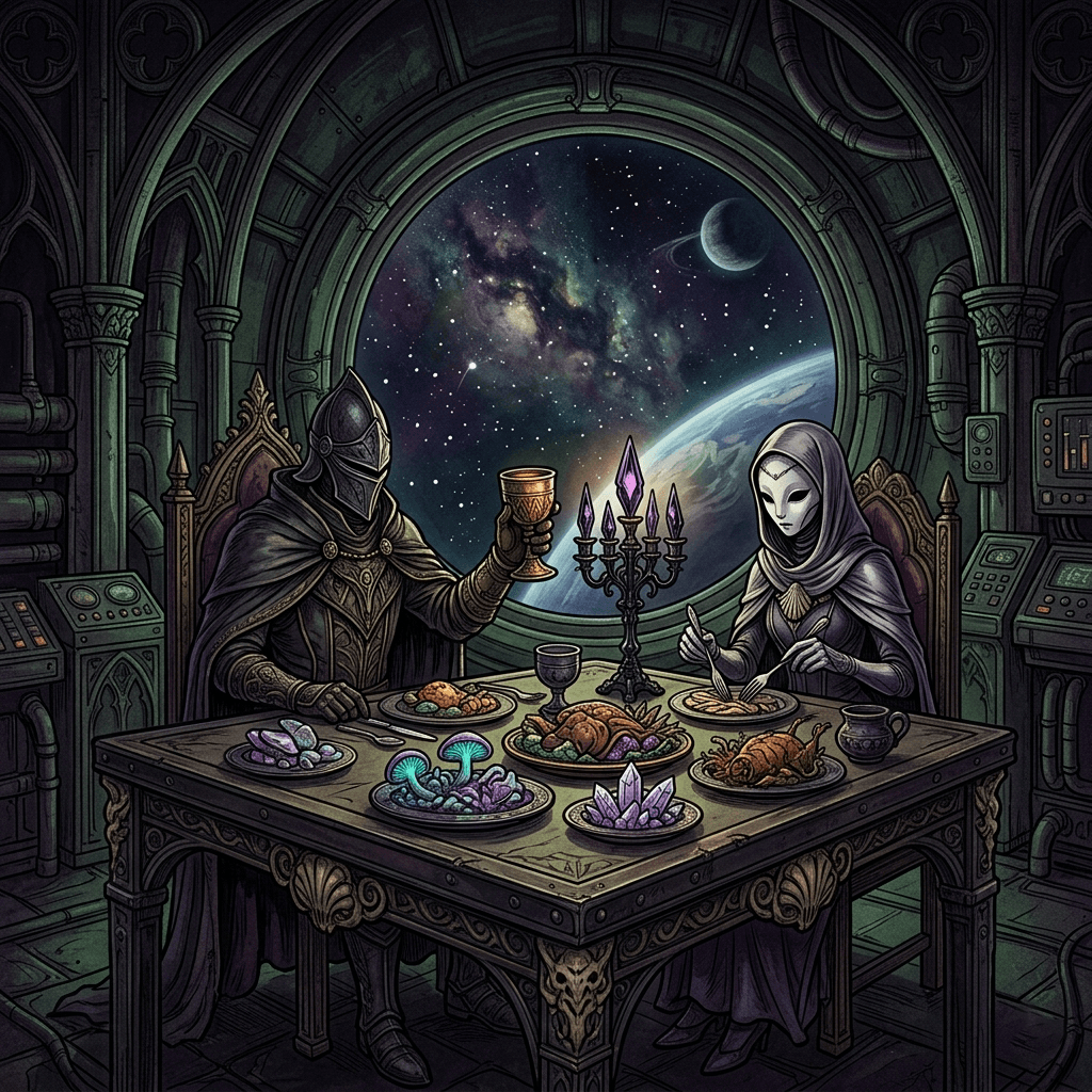 Cena en la estación espacial