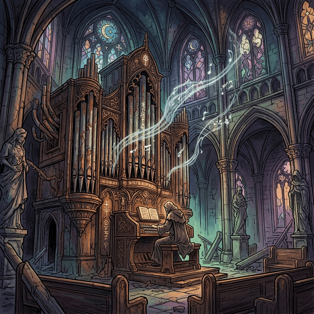 Concierto de órgano en una catedral abandonada